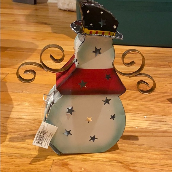 Snowman votive candle holder Metal NWT - Picture 2 of 5